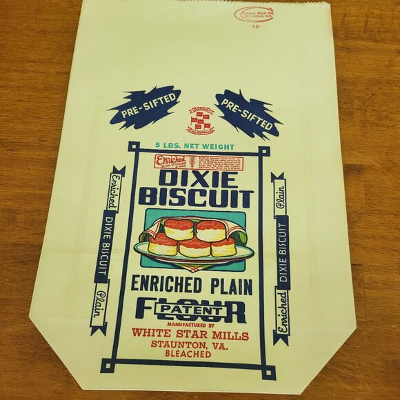 VINTAGE White Star Mills Flour Bag 5 lbs Advertising Staunton Virginia NOS P2c - Picture 1 of 4